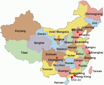 China Map With Cities And Provinces