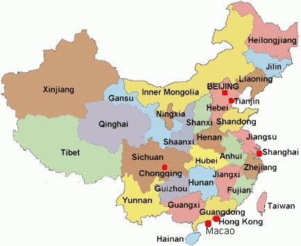 china provinces map