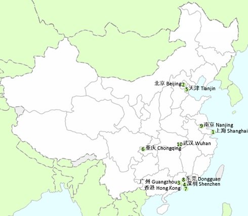 Map China Cities: Cities in China