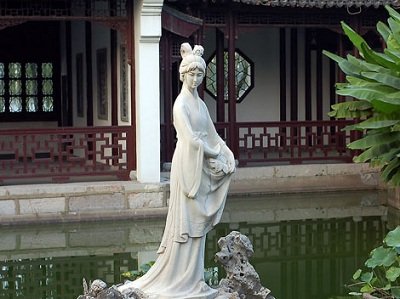 The statue of Mochou in the Lake Mochou, Stone City Scenic Area of Nanjing