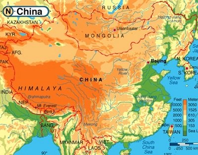 phisical map of China